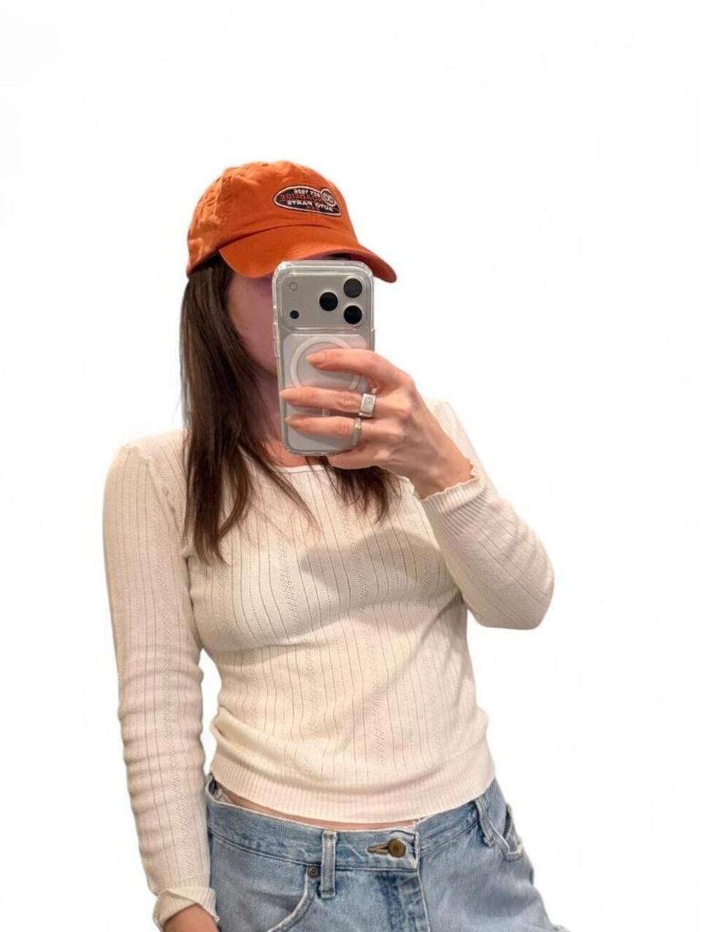 Y2K Burnt Orange Embroidered Dad Hat
